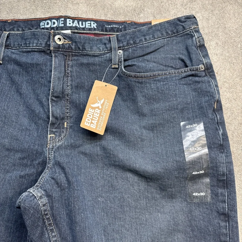 Eddie Bauer H2Low Flex Flannel Lined Jeans Classic Fit Straight Leg‎ 42x30